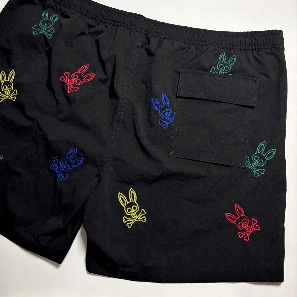 Psycho Bunny Swim Trunks Mens XXXL Multi Color Logo Embroidered AOP Lined 3XL